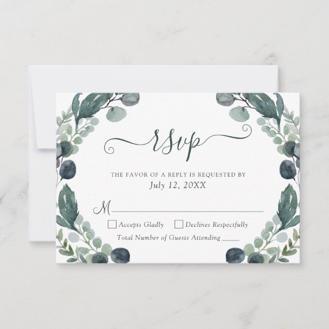 Eukalyptus Greenerenery Script Wedding RSVP (Vorderseite)