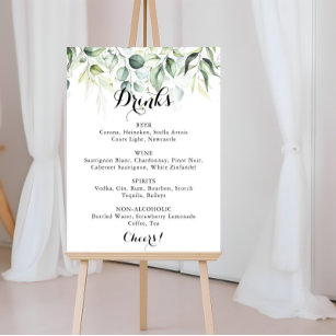 Eukalyptus Greeneria Wedding Drinks Menu für Wasse Poster