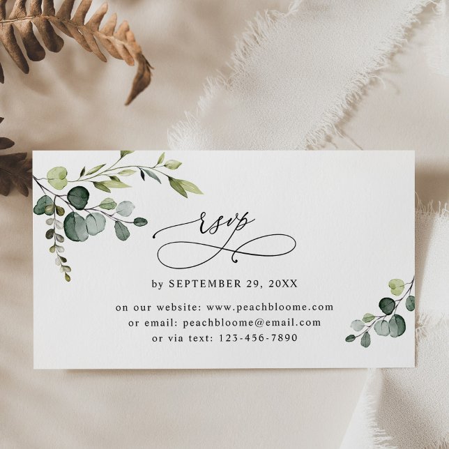 Eukalyptus Greenerings Wedding Online RSVP Cards Visitenkarte (Von Creator hochgeladen)