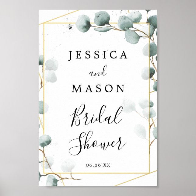 Eukalyptus Greenerity Brautparty Begrüßungszeichen Poster (Vorne)