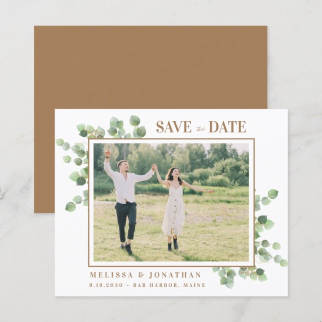 Eukalyptus Greenerity Foto Wedding Save the Date (Vorne/Hinten)