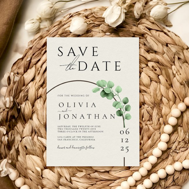 Eukalyptus Greenerity Frame Minimalistisch Wedding Save The Date (Von Creator hochgeladen)