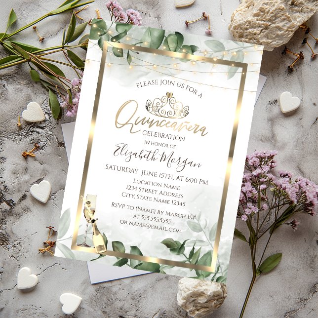 Eukalyptus Greenerity Frame Wine Quinceanera Einladung (Von Creator hochgeladen)