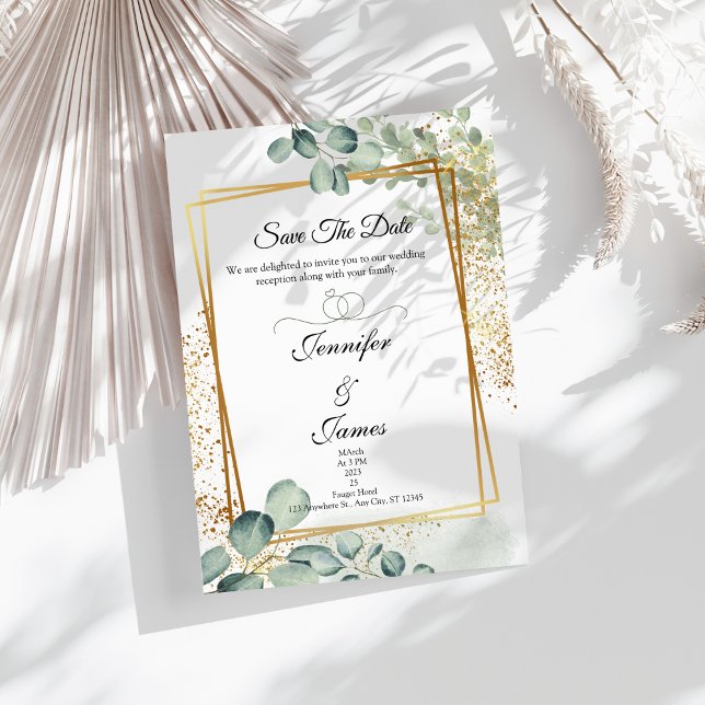 Eukalyptus Greenerity gold Einladung zur Hochzeit (Greenery wedding invitation)