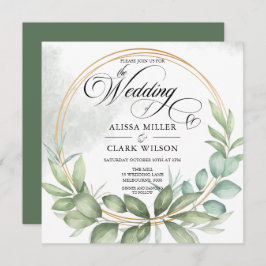 Eukalyptus Greenerity Gold Frame Wedding Einladung