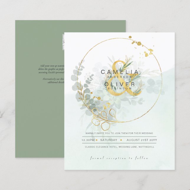 Eukalyptus Greenerity Gold Wedding QR CODE IN (Vorne/Hinten)