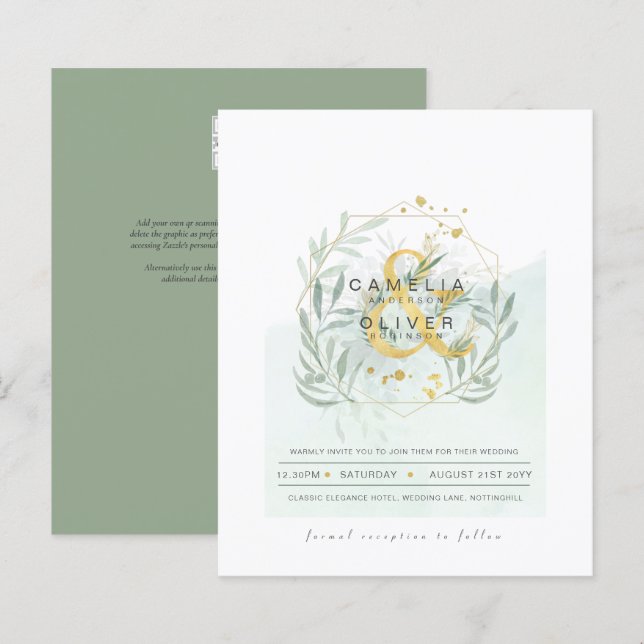 Eukalyptus Greenerity Gold Wedding QR CODE IN (Vorne/Hinten)
