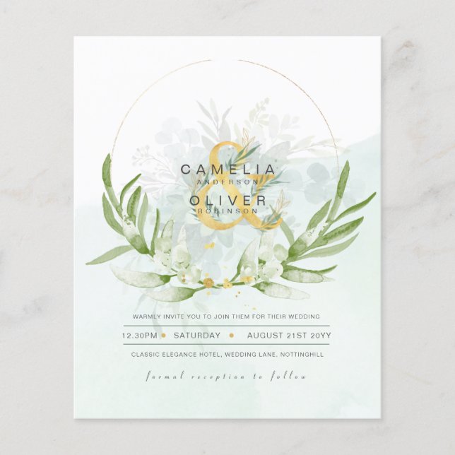 Eukalyptus Greenerity Gold Wedding QR CODE IN Flyer (Vorne)