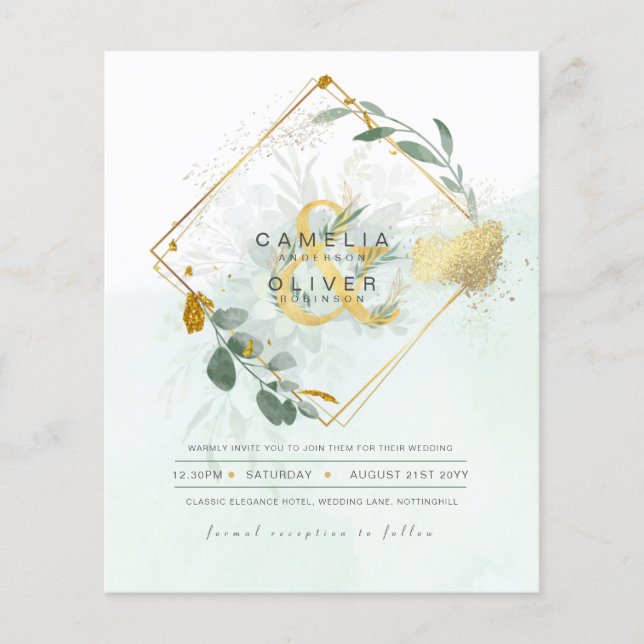 Eukalyptus Greenerity Gold Wedding QR CODE IN Flyer (Vorne)