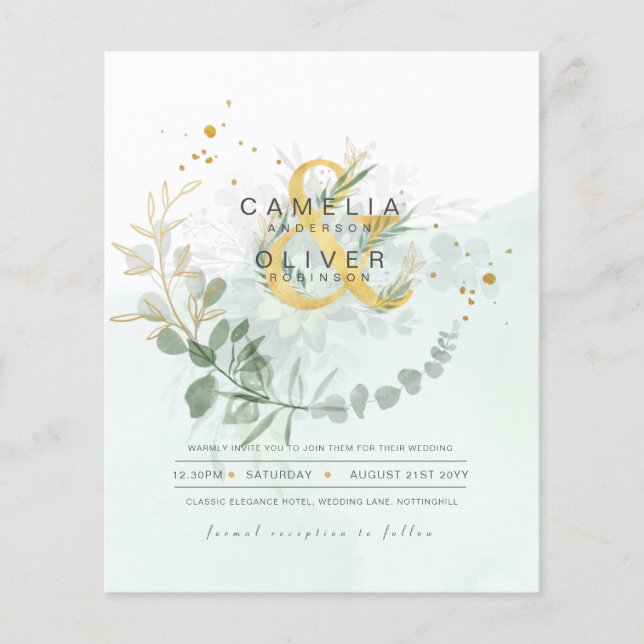 Eukalyptus Greenerity Gold Wedding QR CODE IN Flyer (Vorne)