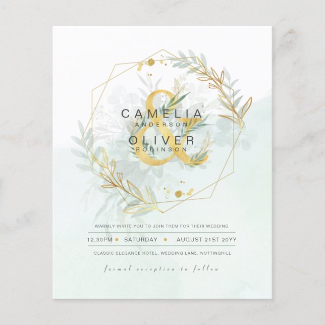 Eukalyptus Greenerity Gold Wedding QR CODE IN Flyer (Vorne)