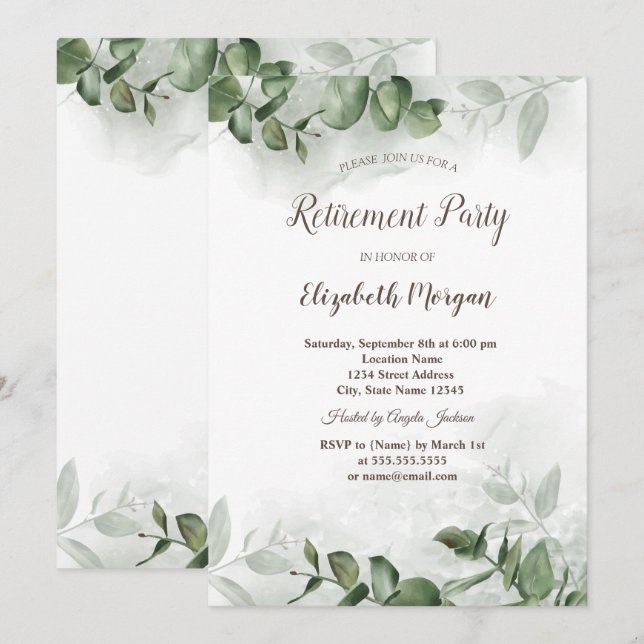 Eukalyptus Greenerity Retirement Einladung (Vorne/Hinten)