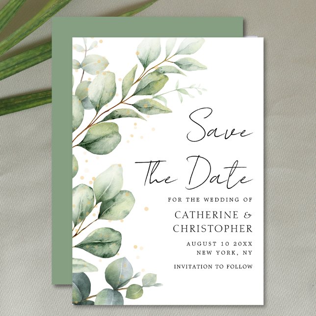 Eukalyptus Greenerity Script Wedding Save The Date (Von Creator hochgeladen)
