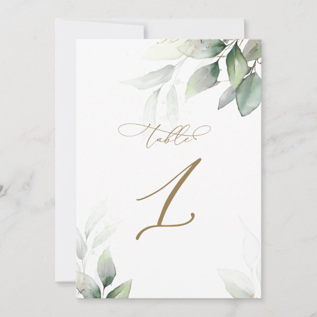 Eukalyptus Greenerity Table 1 Hochzeitliche Tischn Einladung (Vorderseite)