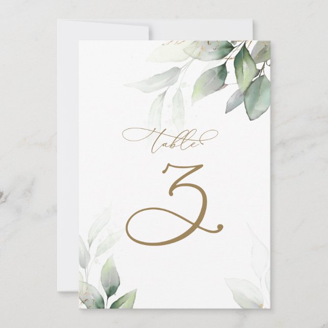 Eukalyptus Greenerity Table 3 Hochzeitliche Tischn Einladung (Vorderseite)