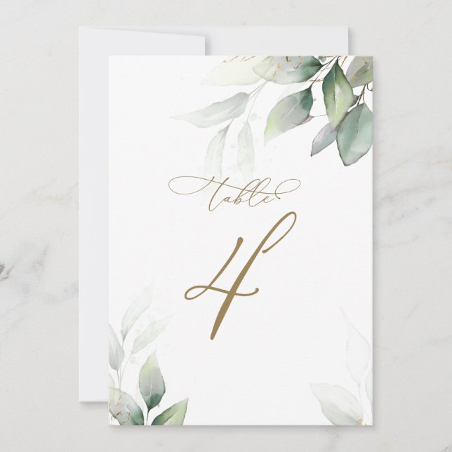 Eukalyptus Greenerity Table 4 Wedding Tischnummer (Vorderseite)