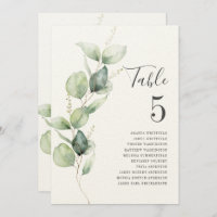 Eukalyptus Greenerity Tischnummer 5 Hochzeitssitze