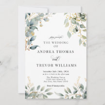 Eukalyptus Greenerity und Gold Wedding Einladungen