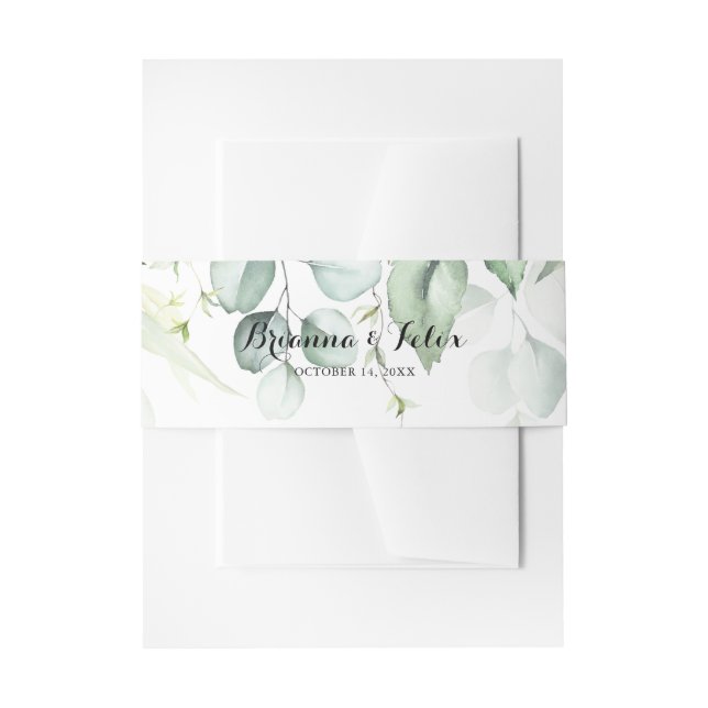 Eukalyptus Greenerity Wedding Einladungsbanderole (Vorderseite Beispiel)