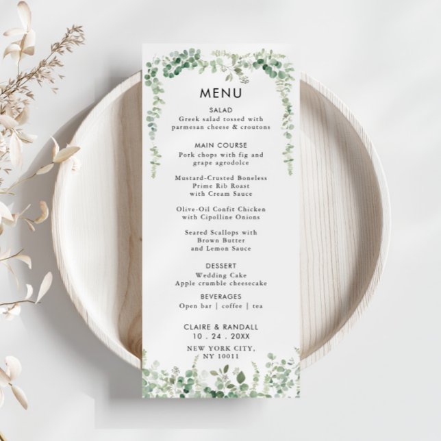 Eukalyptus Greenerity Wedding Flat Menu Menükarte (Von Creator hochgeladen)