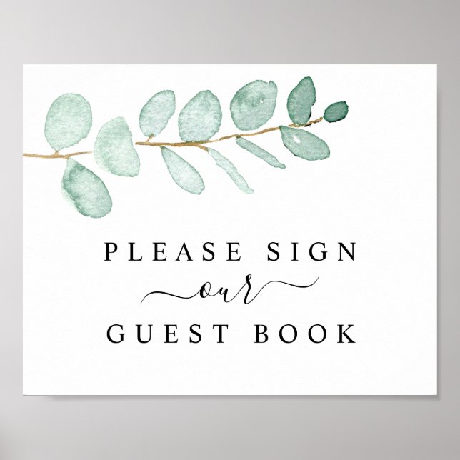 Eukalyptus Greenerity Wedding Guest Book Sign Poster (Vorne)