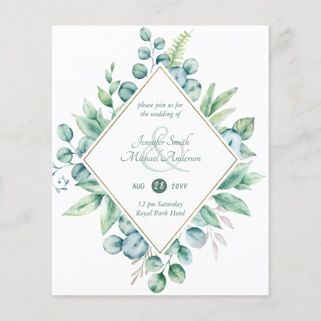 Eukalyptus Greenerity Wedding Modern Invites (Vorderseite)