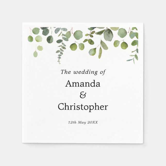 Eukalyptus Greenerity Wedding Party Serviette (Vorderseite)