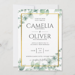 Eukalyptus Greenerity Wedding QR CODE Modernes Bud Einladung