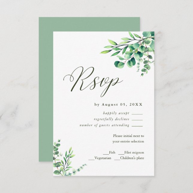 Eukalyptus Greenerity Wedding RSVP (Vorne/Hinten)