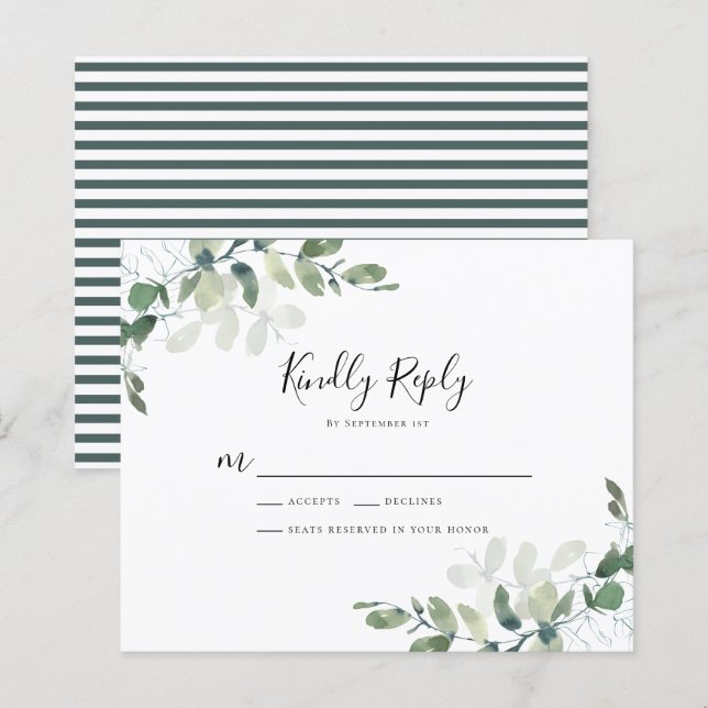 Eukalyptus Greenerity Wedding RSVP Card (Vorne/Hinten)