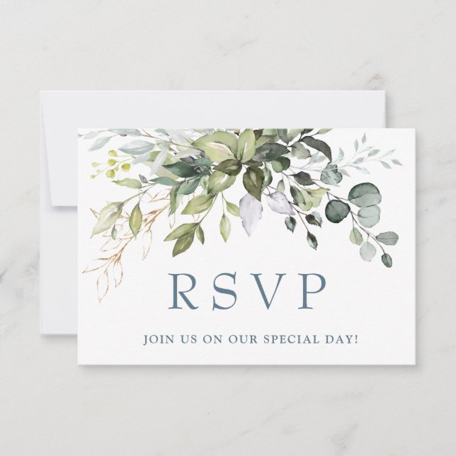 Eukalyptus Greenerity Wedding RSVP Card (Vorderseite)