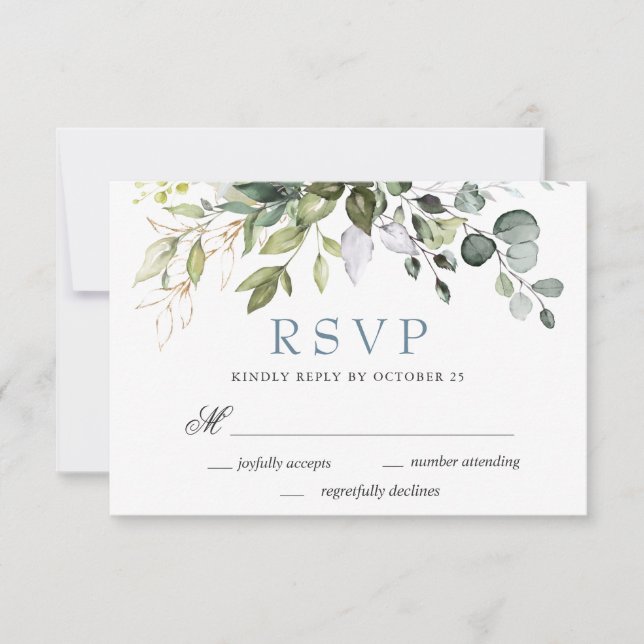 Eukalyptus Greenerity Wedding RSVP Card (Vorderseite)