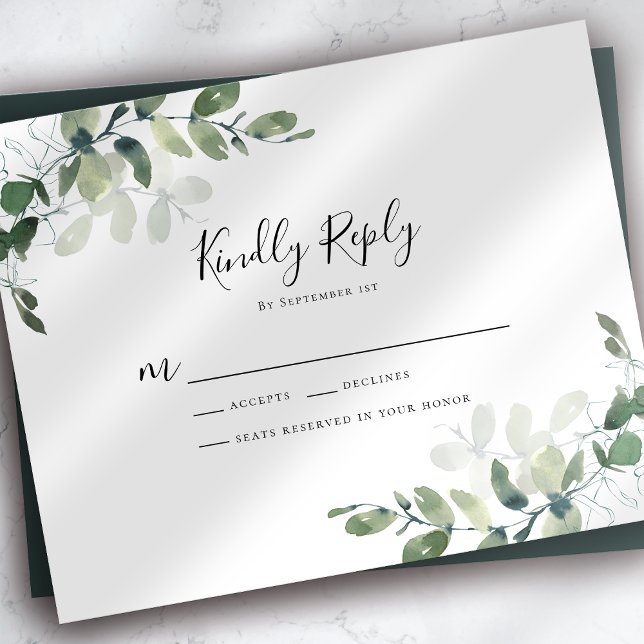 Eukalyptus Greenerity Wedding RSVP Card (Von Creator hochgeladen)
