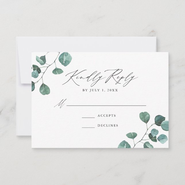 Eukalyptus Greenerity Wedding RSVP Karte (Vorderseite)