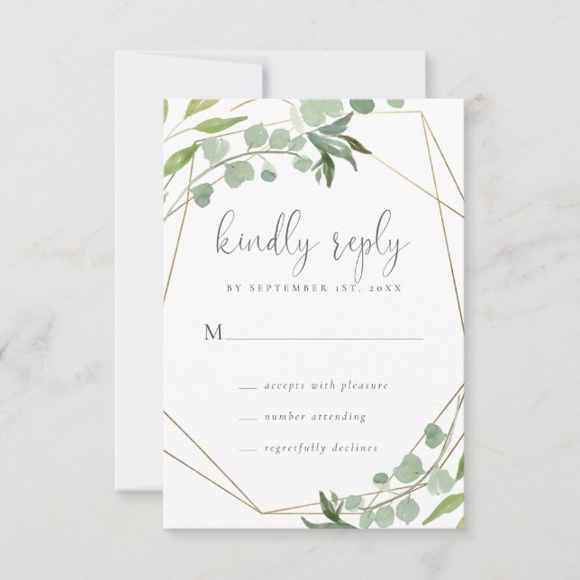 Eukalyptus Greenerity Wedding RSVP Karte (Vorderseite)