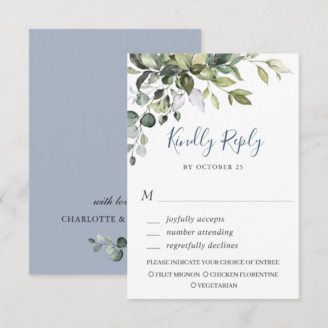 Eukalyptus Greenerity Wedding Simple RSVP Karte (Vorne/Hinten)