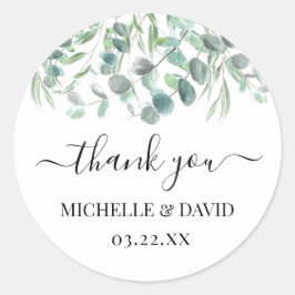 Eukalyptus Greenerity Wedding Vielen Dank, dass Si Runder Aufkleber