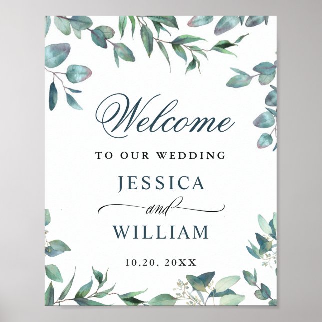 Eukalyptus Greenerity Wedding Welcome Poster (Vorne)
