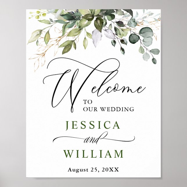 Eukalyptus Greenerity Wedding Welcome Poster (Vorne)
