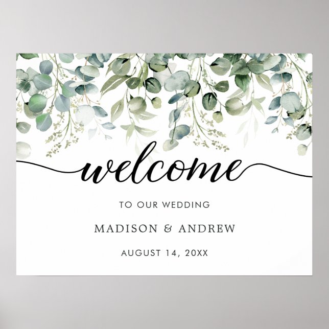 Eukalyptus Greenerity Wedding Welcome Sign Poster (Vorne)
