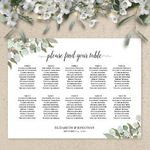 Eukalyptus Greenery 10 Table Wedding Seating Chart Poster
