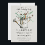 Eukalyptus Greenery 70. Geburtstagsparty Einladung<br><div class="desc">Eine rustikale,  elegante botanische Grünpflanzen Eukalyptus und Baumwolle in einer Aquarelltüte,  60. Geburtstagsfeier im Freien in Gartenlage,  begleitet von einer klassischen Gravur-Stil offenen Gesicht Typografie,  die mit einem blühenden modernen Drehbuch Typografie-Overlay kontrastiert All auf einem Imitat Leinenstruktur creme aus weißem Hintergrund.</div>