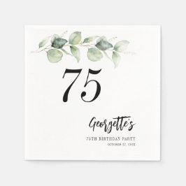 Eukalyptus Greenery 75. Geburtstagspapier Serviette