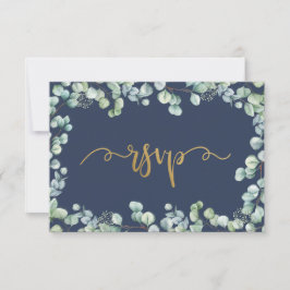 Eukalyptus Greenery and Gold Wedding RSVP Card