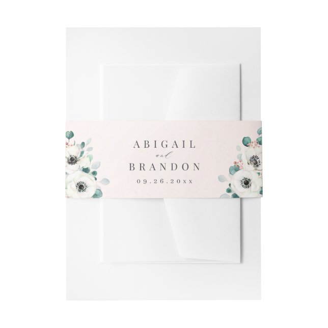 Eukalyptus Greenery Anemone Rustikale Hochzeit Einladungsbanderole (Vorderseite Beispiel)