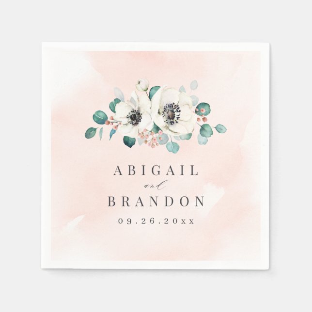 Eukalyptus Greenery Anemone Rustikale Hochzeit Serviette (Vorderseite)