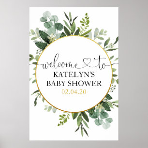 Eukalyptus Greenery Baby Dusche Begrüßungszeichen Poster