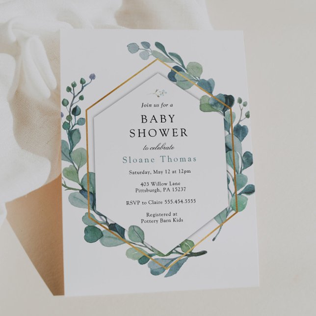 Eukalyptus Greenery Baby in Bloom Baby Shower Einladung (Von Creator hochgeladen)