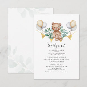 Eukalyptus Greenery Bear Couples Baby Shower Einladung