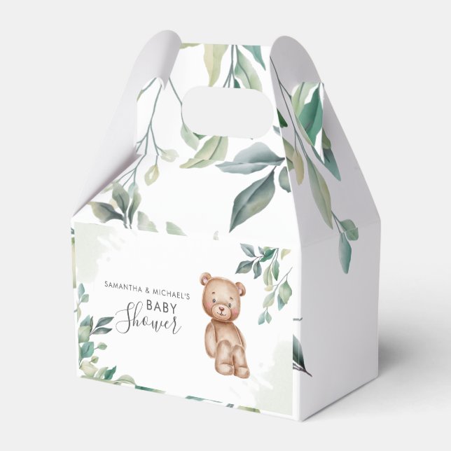 Eukalyptus Greenery Bear Couples Baby Shower Geschenkschachtel (Vorderseite)